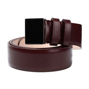 Maison Margiela Unisex 3.5cm Plaque-Buckle Maroon Leather Belt 95/38